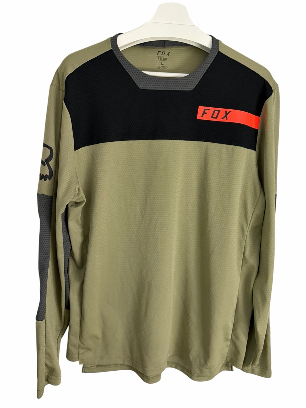 FOX Olive Green Black Defend LS Mountain Bike Jersey size L